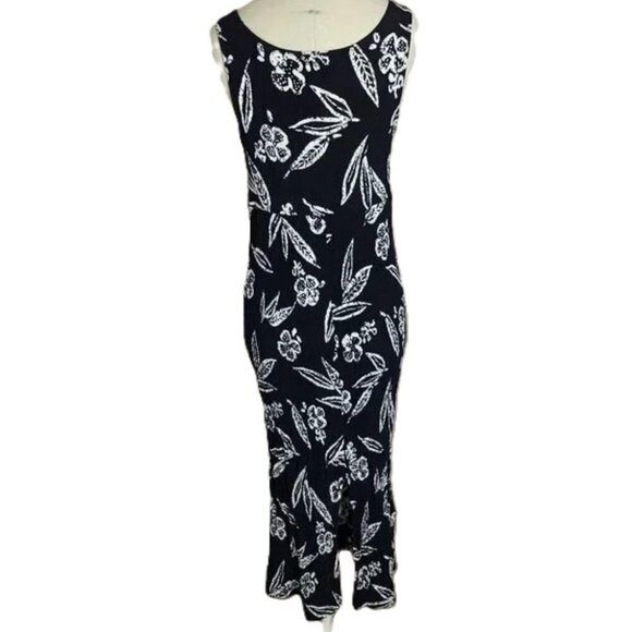 Vintage JPR Naturals Crepe Dress Leaf Floral Sleeveless Long Boho 90's - Picture 1 of 7